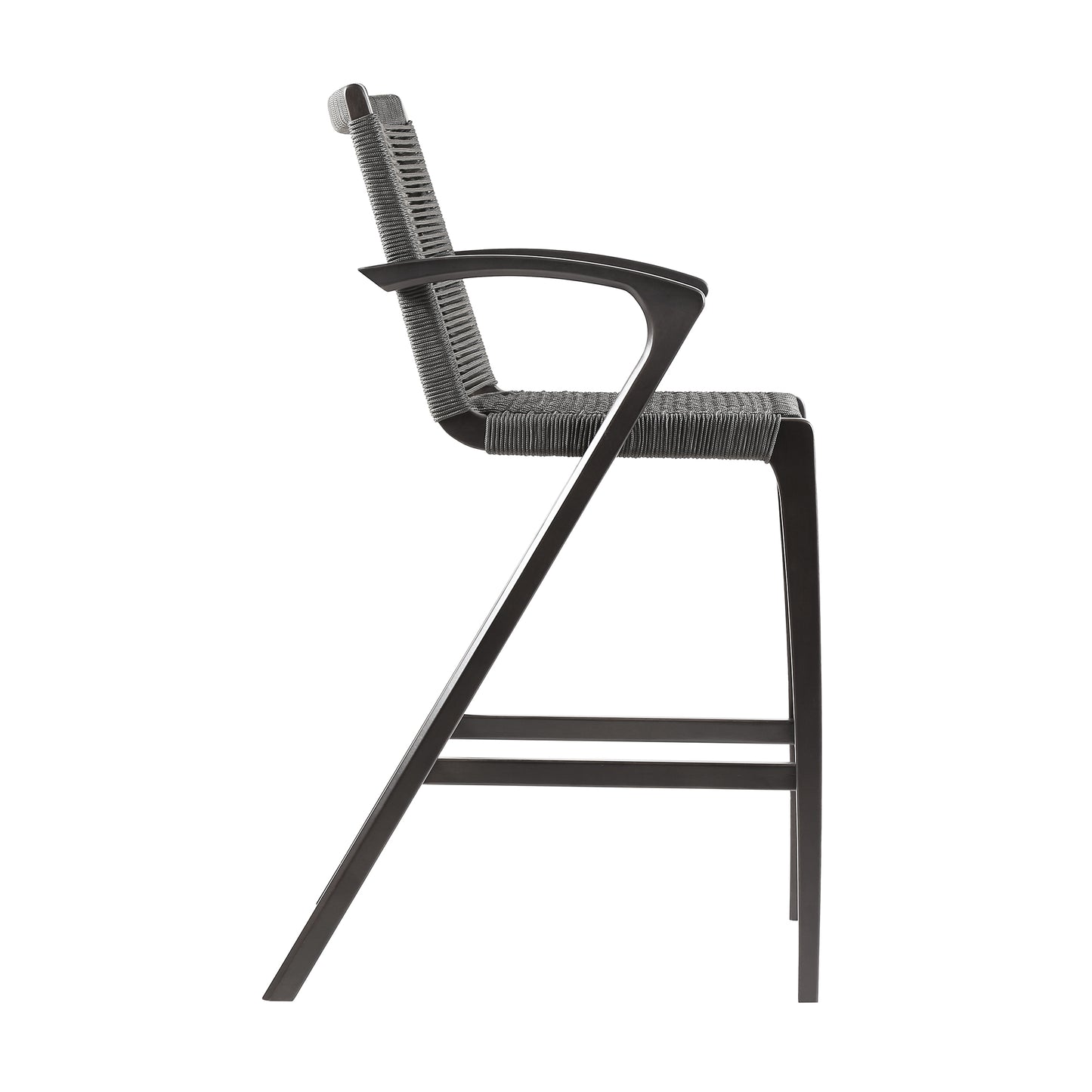 Nabila Dark Eucalyptus Wood and Grey Rope Counter and Bar height Stool