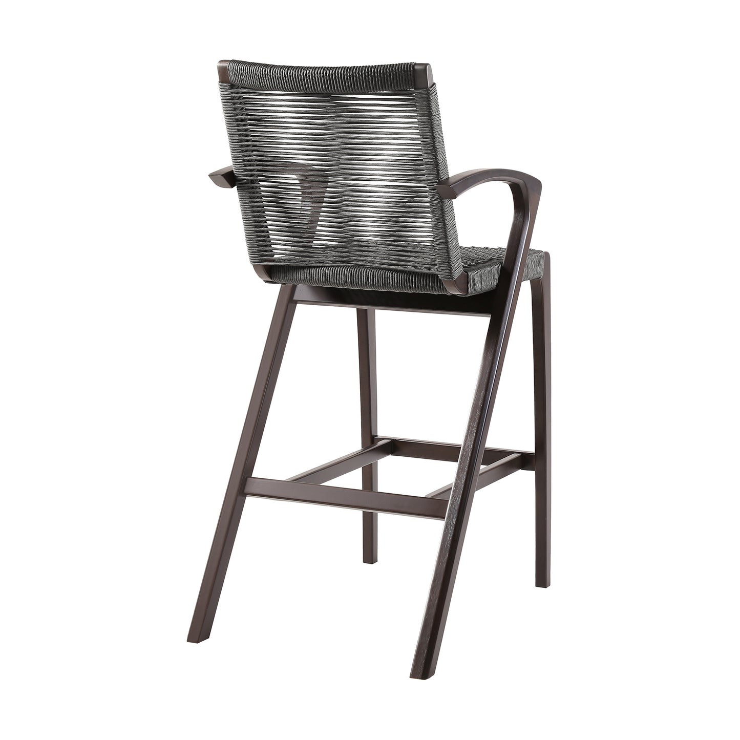 Nabila Dark Eucalyptus Wood and Grey Rope Counter and Bar height Stool