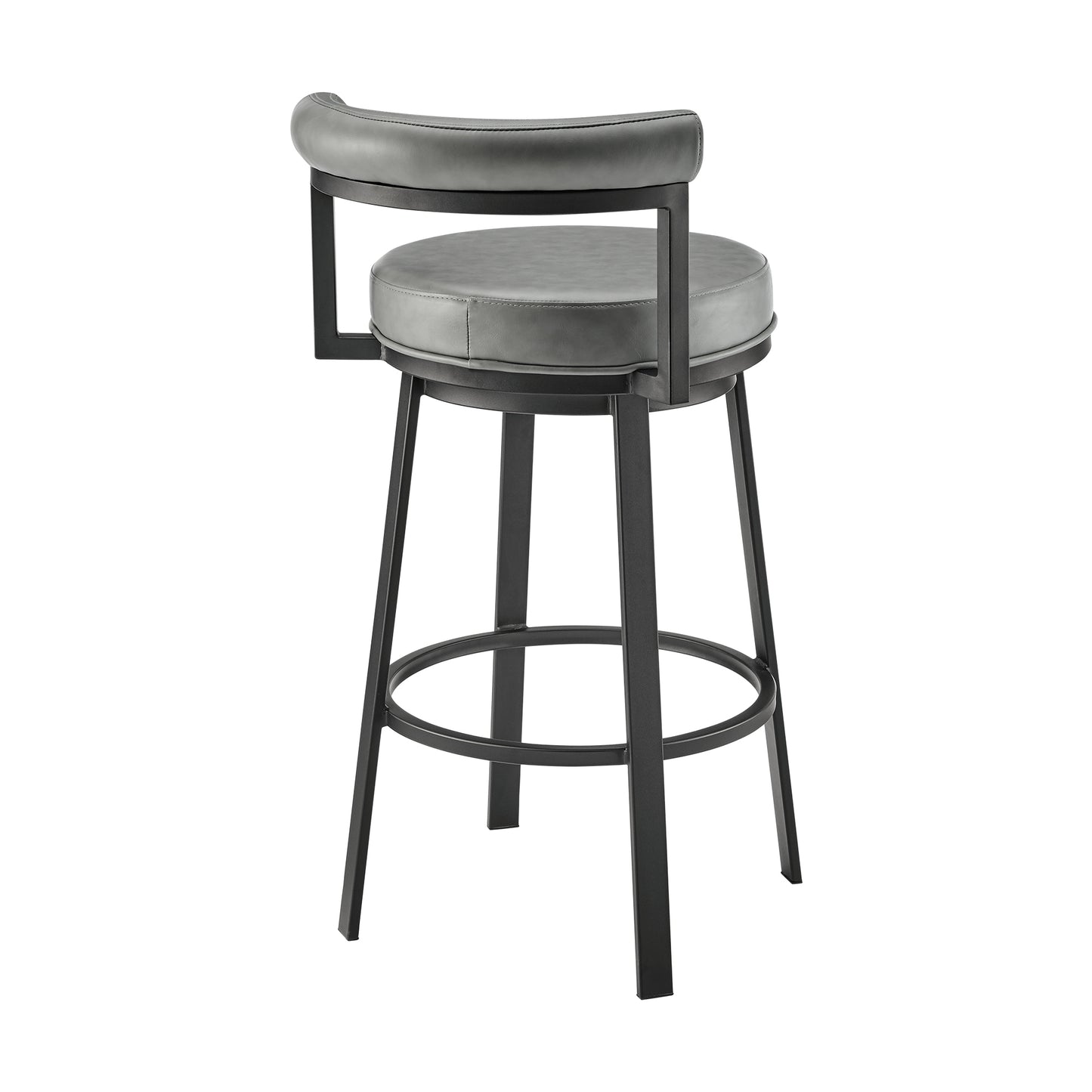 Neura Swivel Counter or Bar Stool in Black Finish with Grey Faux Leather