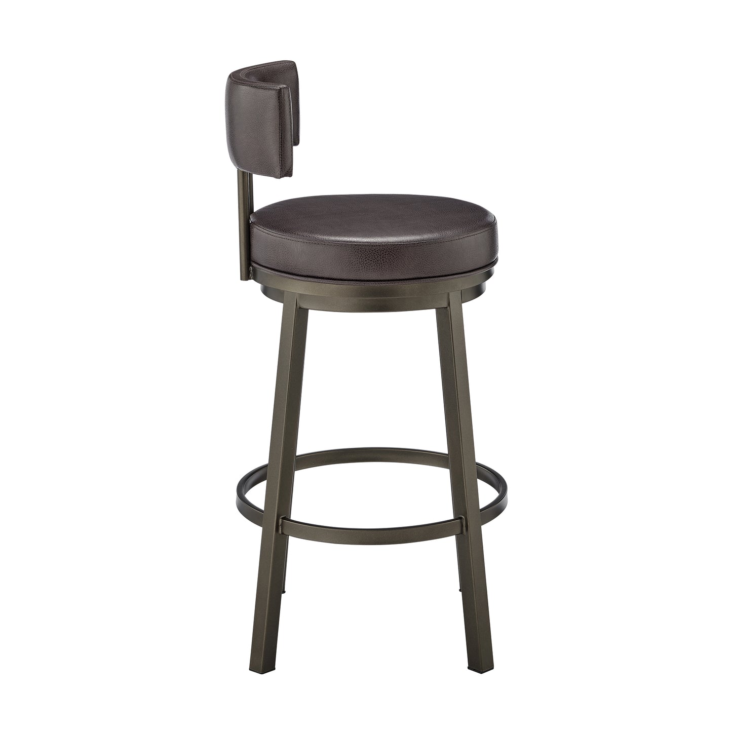 Dalza Swivel Counter or Bar Stool in Mocha Finish with Brown Faux Leather