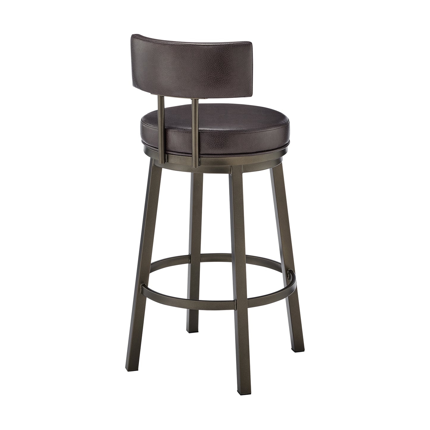 Dalza Swivel Counter or Bar Stool in Mocha Finish with Brown Faux Leather