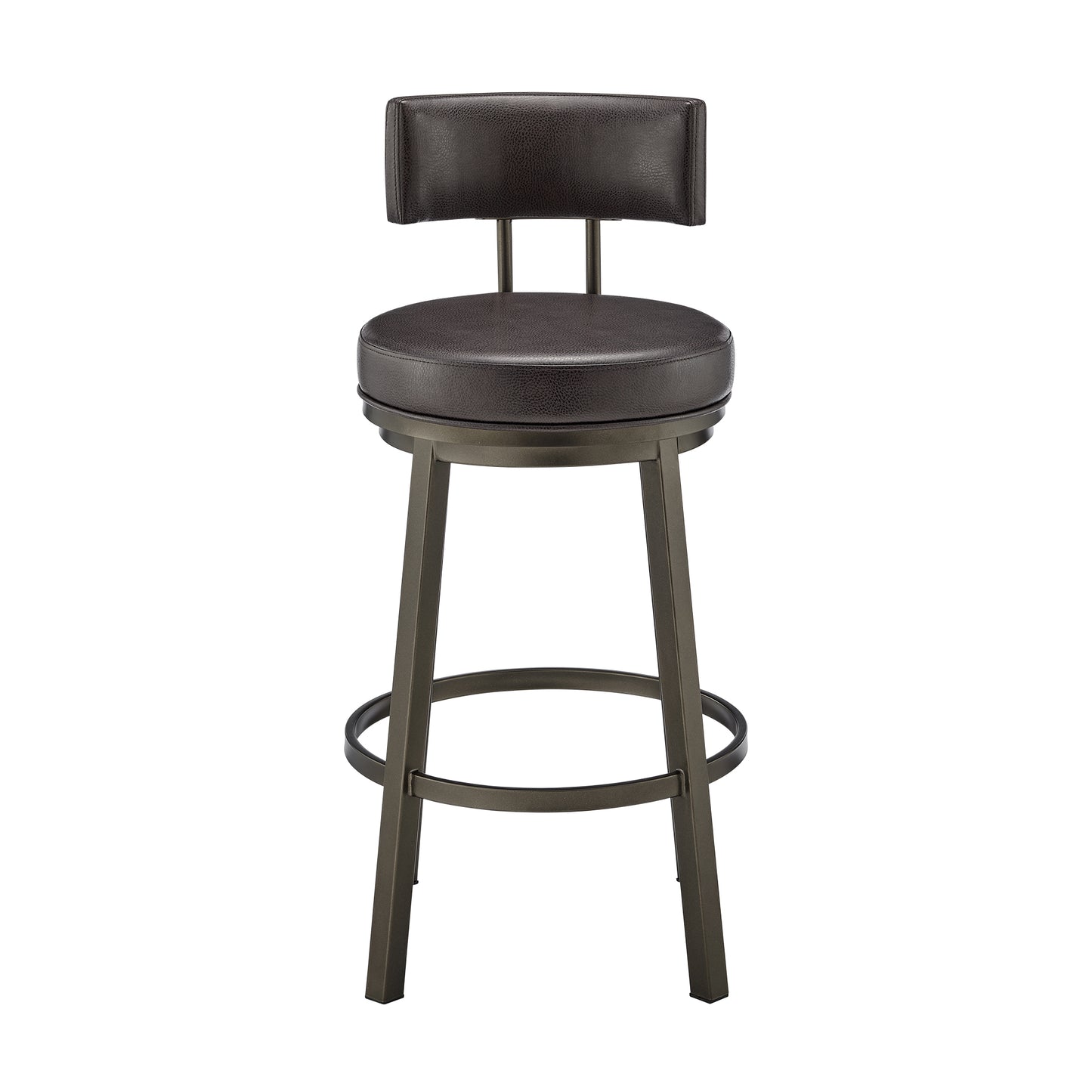 Dalza Swivel Counter or Bar Stool in Mocha Finish and Brown Faux Leather