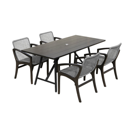 Koala and Brighton 5 Piece Dining Set in Eucalyptus Wood and Rope