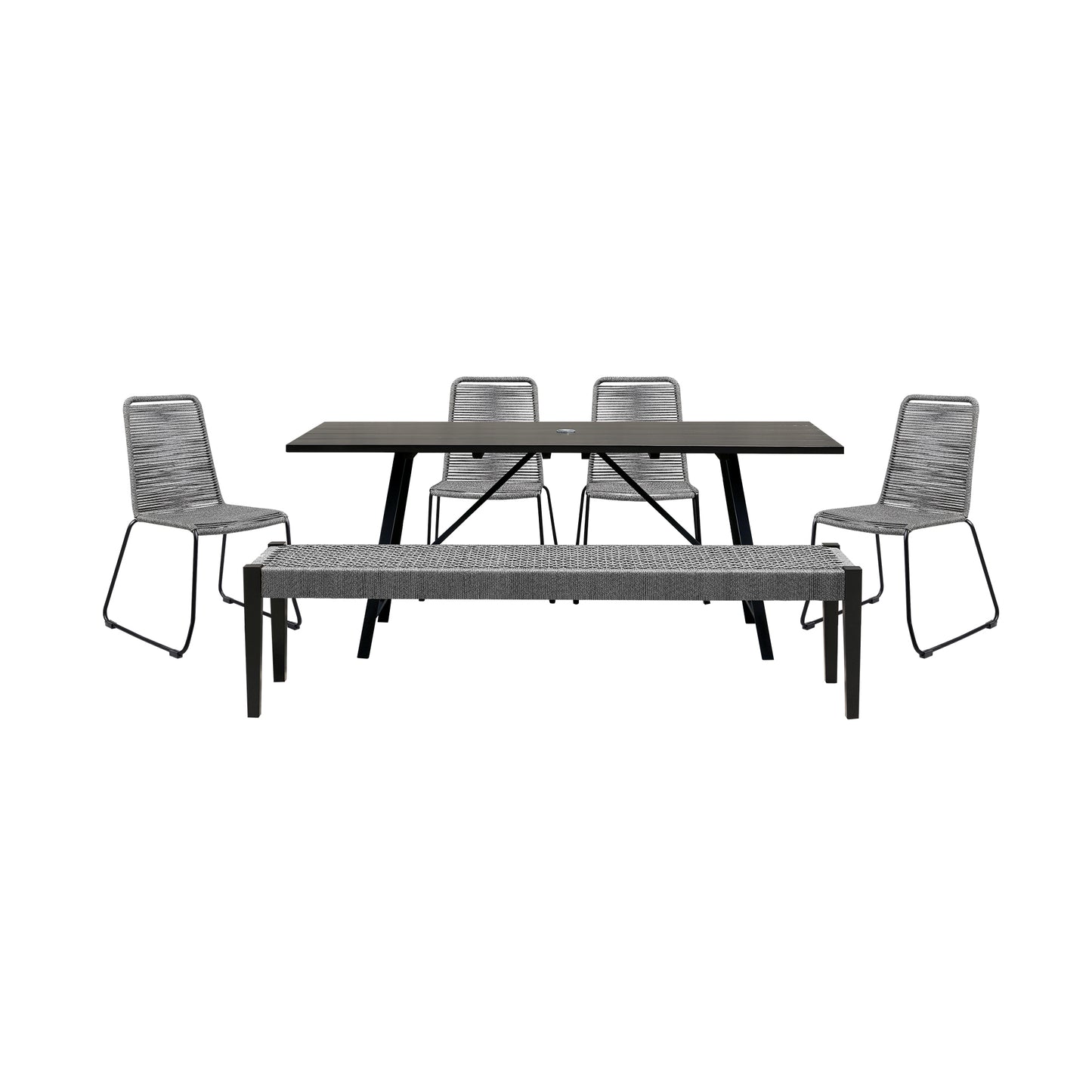 Koala Shasta and Camino 6 Piece Dining Set in Dark Eucalyptus Wood with Grey