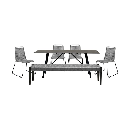 Koala Shasta and Camino 6 Piece Dining Set in Dark Eucalyptus Wood with Grey