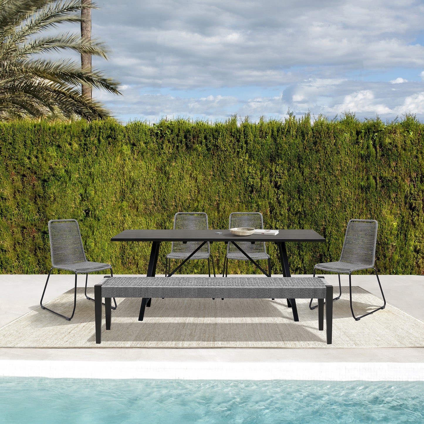 Koala Shasta and Camino 6 Piece Dining Set in Dark Eucalyptus Wood with Grey