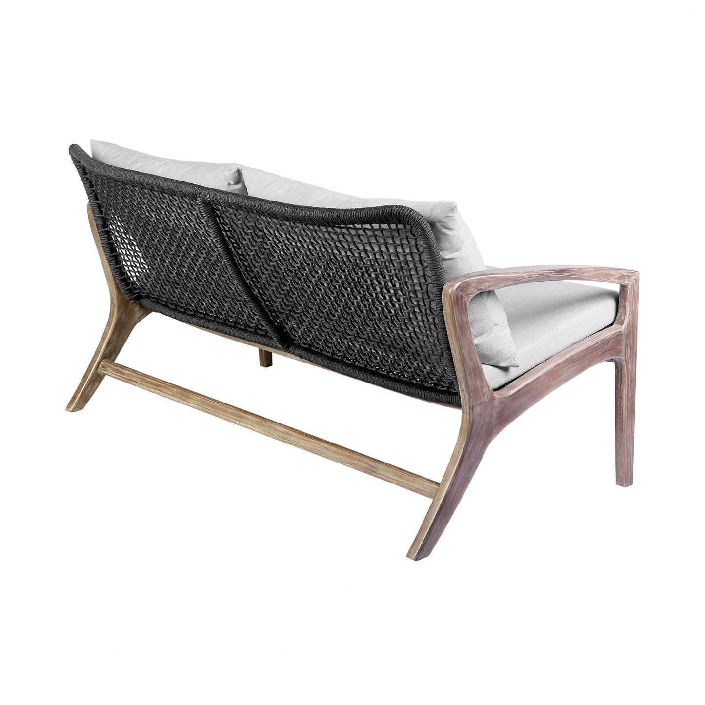 Brighton 4 Piece Patio Seating Set in Light Eucalyptus Wood with Charocal Rope