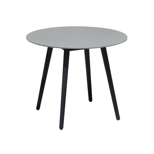 Sydney Outdoor Patio Round 36" Dining Table in Black Eucalyptus and Grey Stone