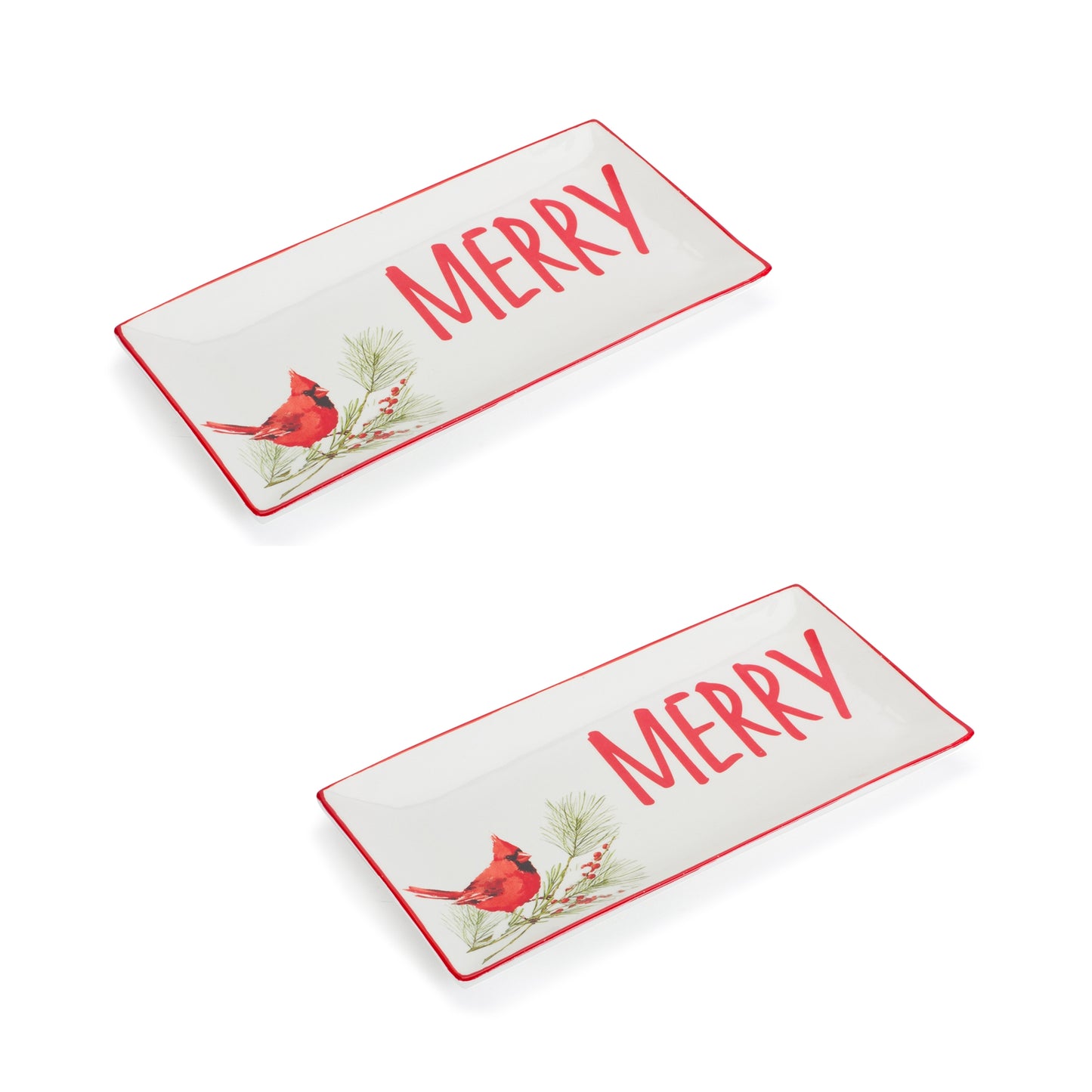 Cardinal Platter (Set Of 2) 12"L x 6.75"H Ceramic