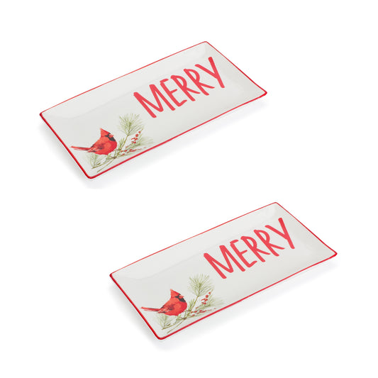 Cardinal Platter (Set Of 2) 12"L x 6.75"H Ceramic