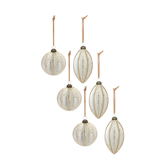Ornament (Set Of 6) 4.5"H, 5.25"H Glass