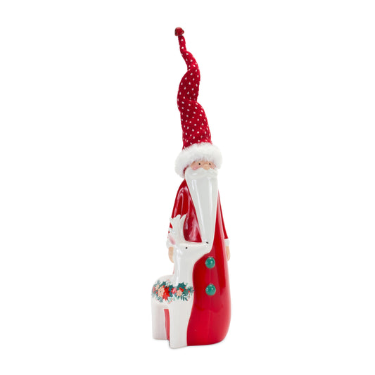 Santa W/Deer 15.5"H Clay