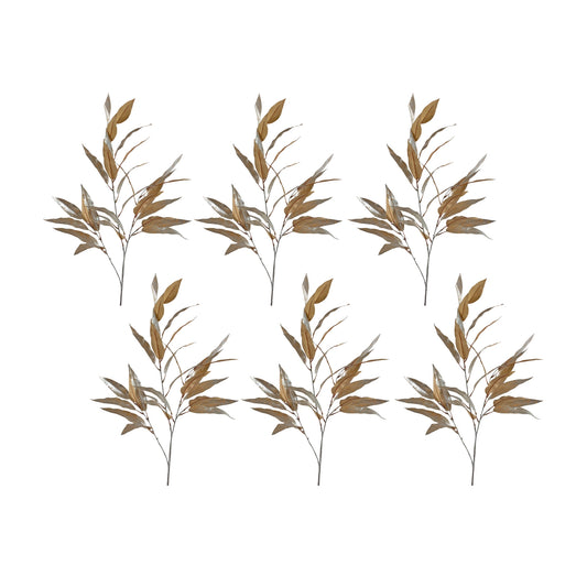 Leaf Spray (Set Of 6) 27"H Polyester, Gold