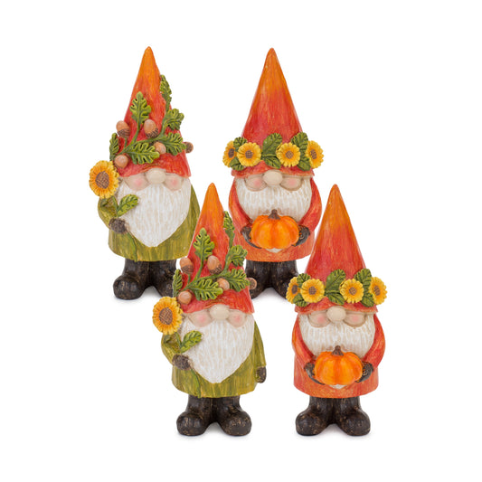 Fall Gnome (Set Of 4) 6"H Resin
