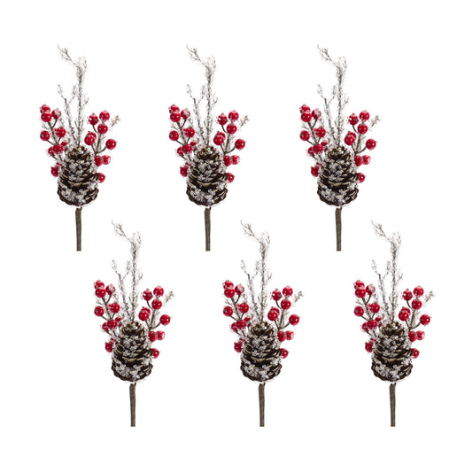 Icy Twig/Cone/Berry Pick (Set Of 6) 15"H Plastic