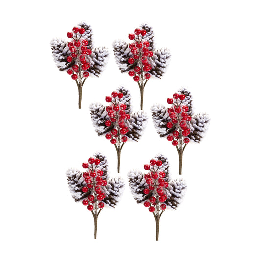 Snowy Cone And Berry Pick (Set Of 6) 12.25"H Plastic/Foam