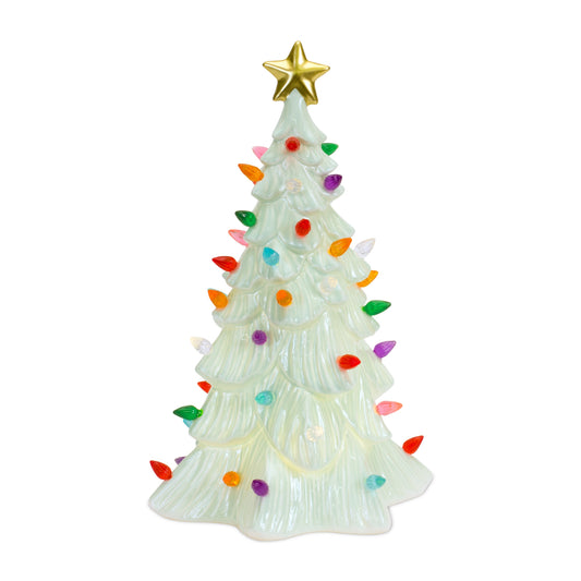 Led Tree 12.5"H Porcelain 2 Aa Batteries Not Included