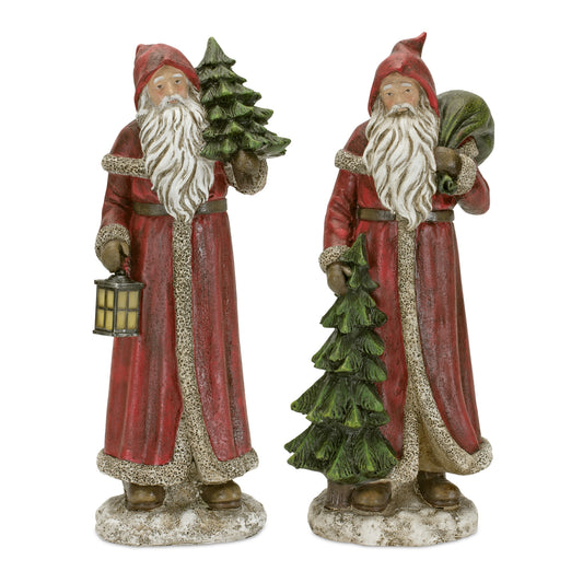 Santa (Set Of 2) 12.5"H Resin, Red