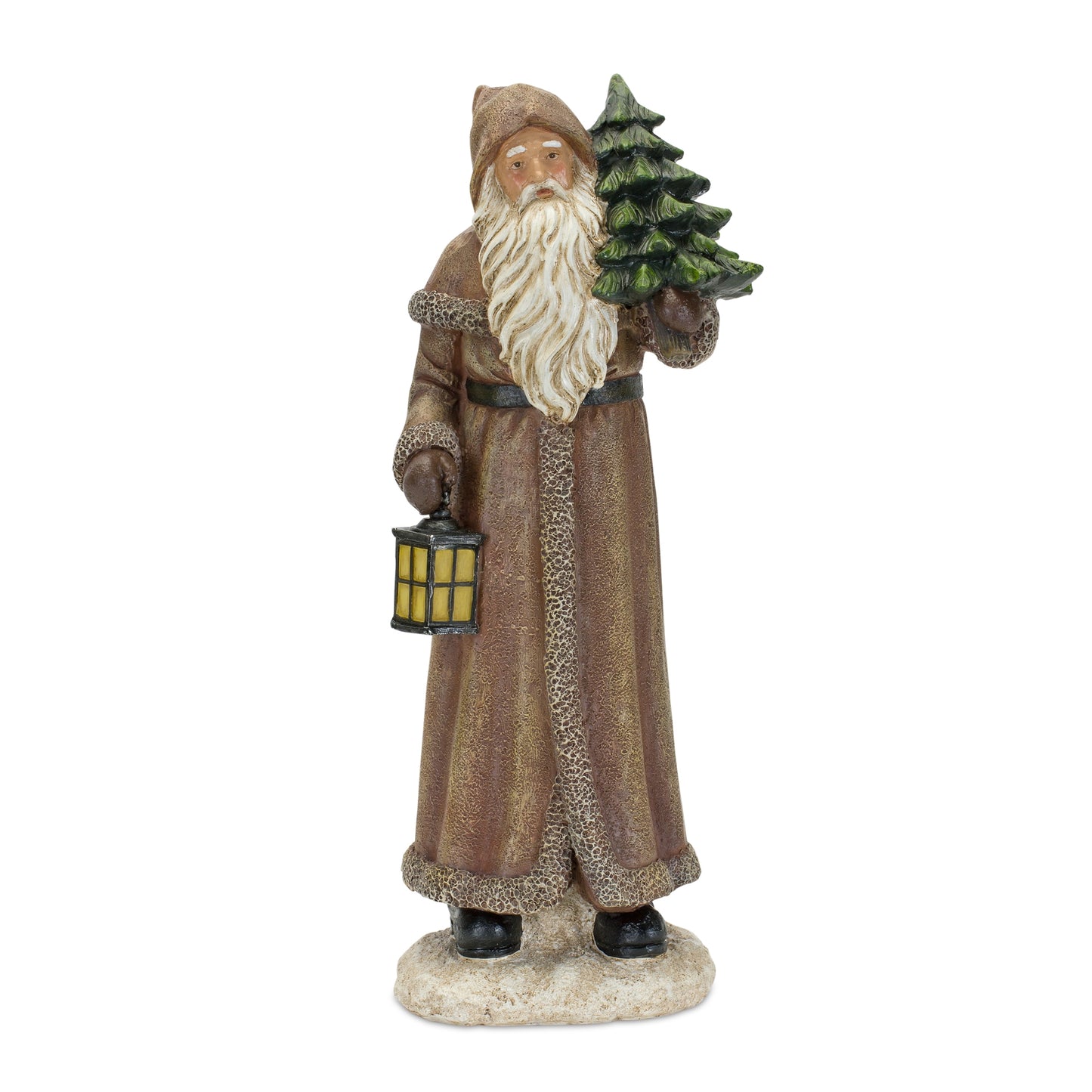 Santa (Set Of 2) 12.5"H Resin, Green, Brown