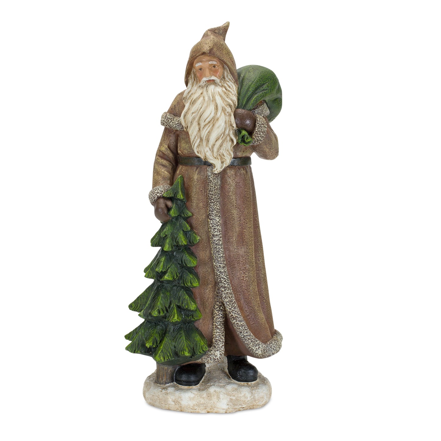 Santa (Set Of 2) 12.5"H Resin, Green, Brown