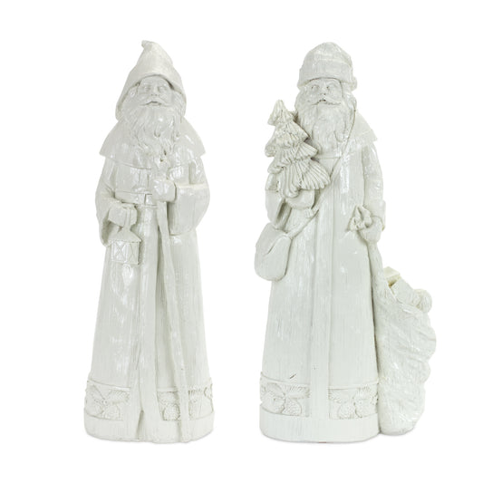 Santa (Set Of 2) 13"H Resin, White
