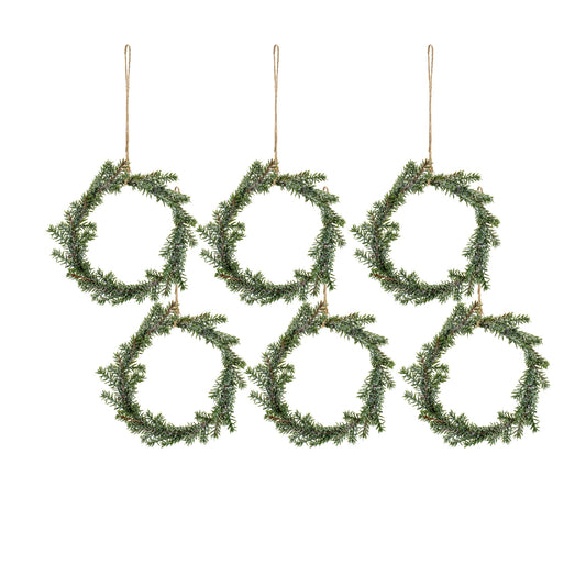Pine Wreath (Set Of 6) 7.5"D Plastic