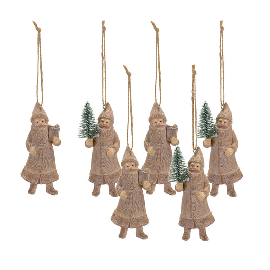 Santa Ornament (Set Of 6) 4"H Resin