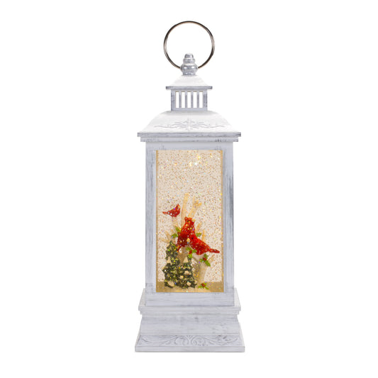 Snow Globe W/Cardinal On Branch 4"L x 12.75"H Plastic 6 Hr Timer Included