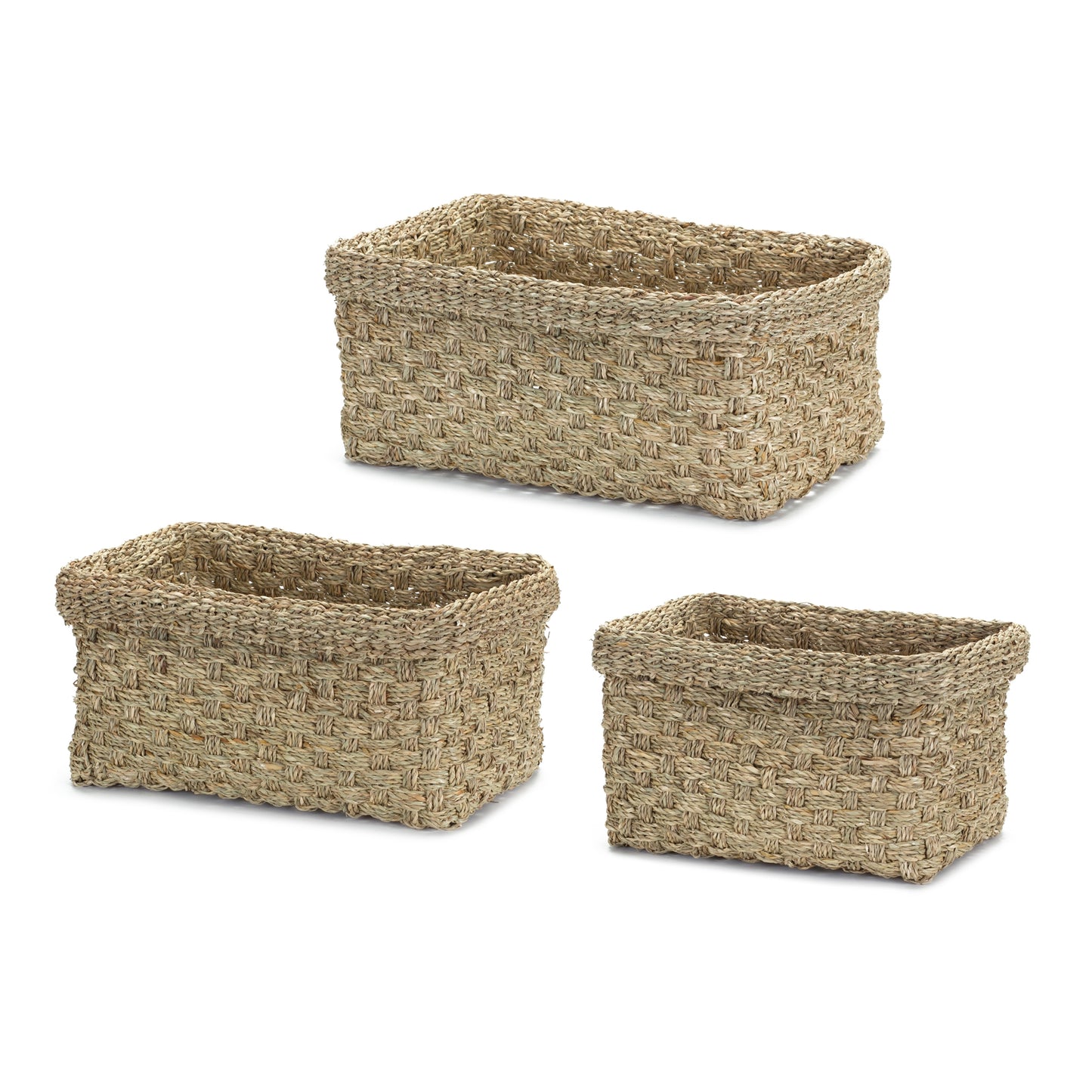 Basket (Set Of 3) 14.25"L x 8"H, 16.5"L x 8"H, 17.75"L x 8"H Seagrass