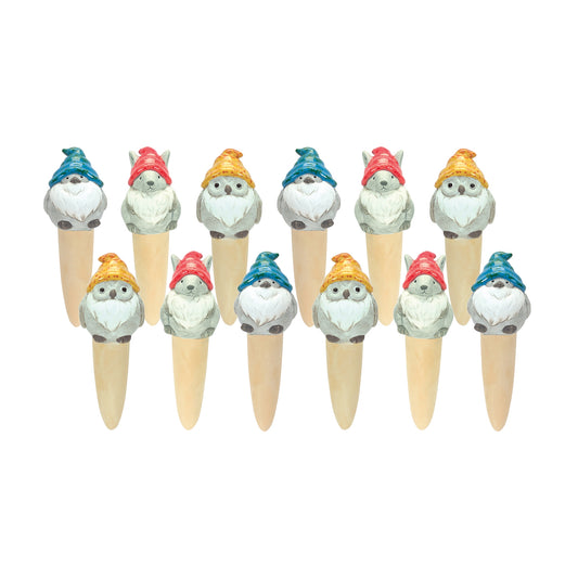 Animal Gnome Stake (Set Of 12) 7"H Terra Cotta