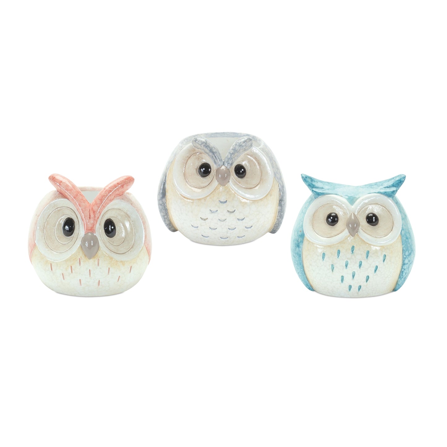 Owl (Set Of 3) 3.75"H, 4"H, 4.25"H Terra Cotta