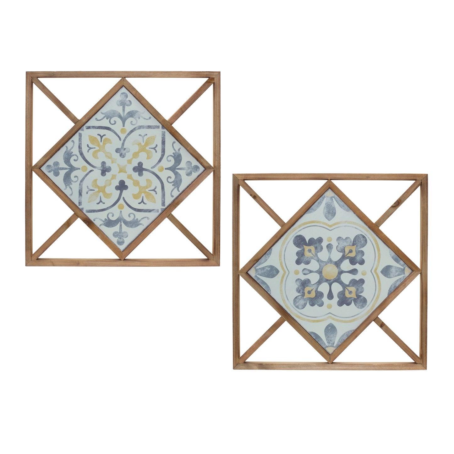 Wall Tile (Set Of 2) 14.25"Sq Mdf/Metal