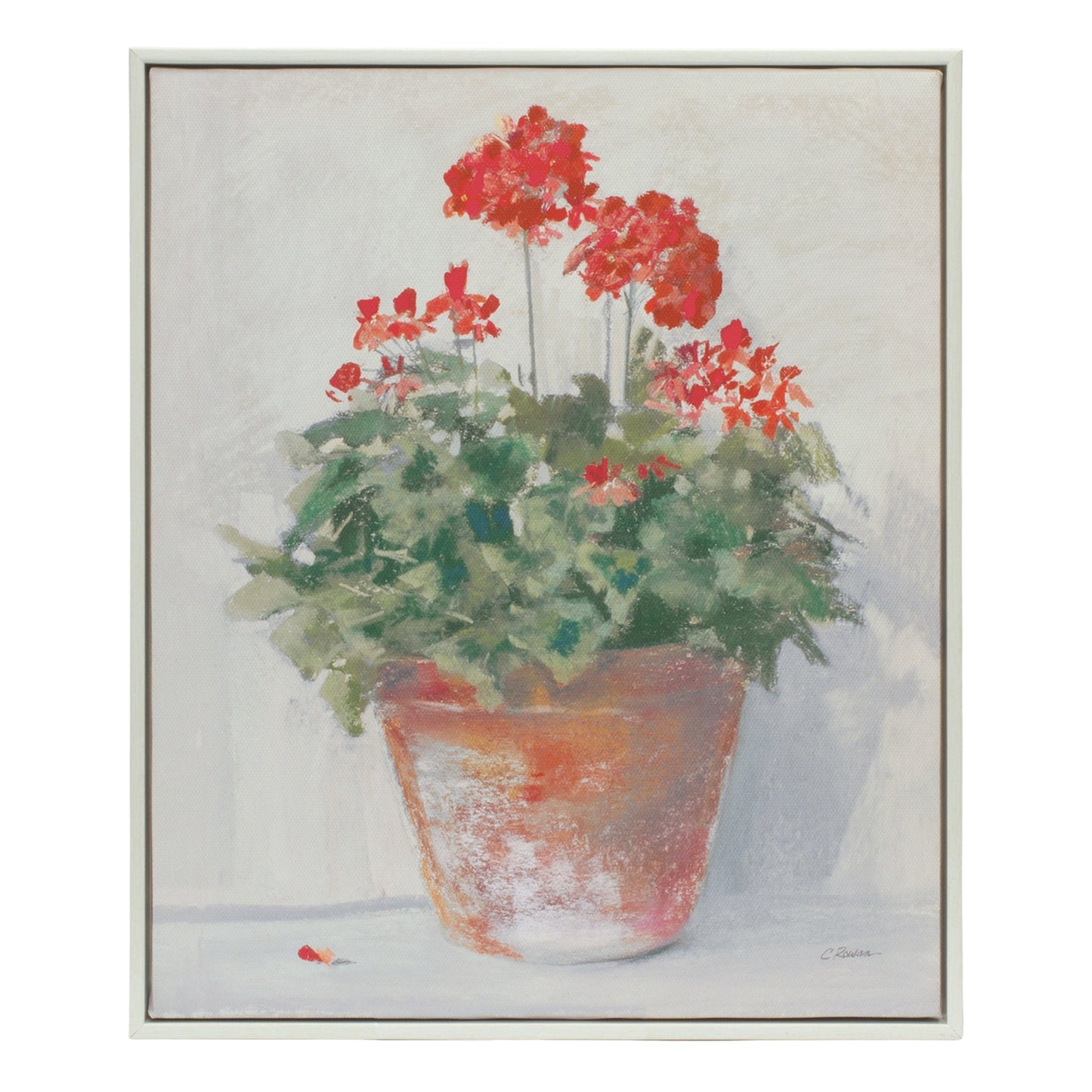 Framed Potted Geranium Print (Set Of 2) 10.5"L x 12.5"H Mdf/Plastic/Paper