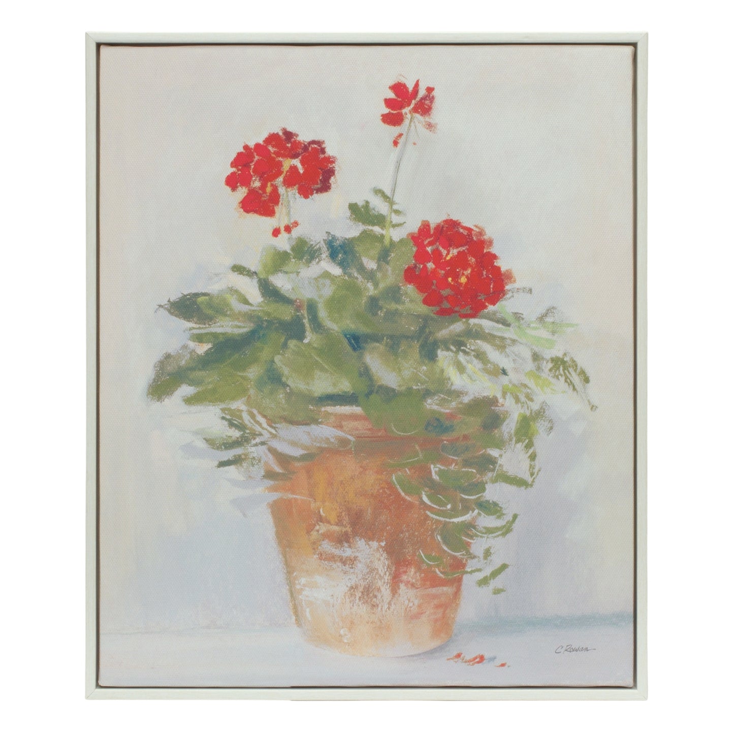 Framed Potted Geranium Print (Set Of 2) 10.5"L x 12.5"H Mdf/Plastic/Paper