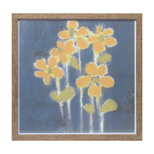 Framed Floral Print 14.5"Sq Mdf/Plastic/Paper