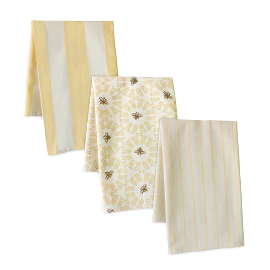 Tea Towel (Set Of 3) 20" x 28" Cotton, Yellow, White