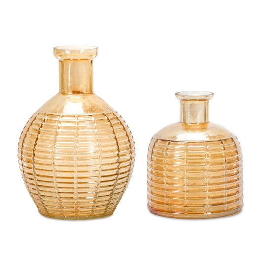 Vase (Set Of 2) 5"H, 7"H Glass