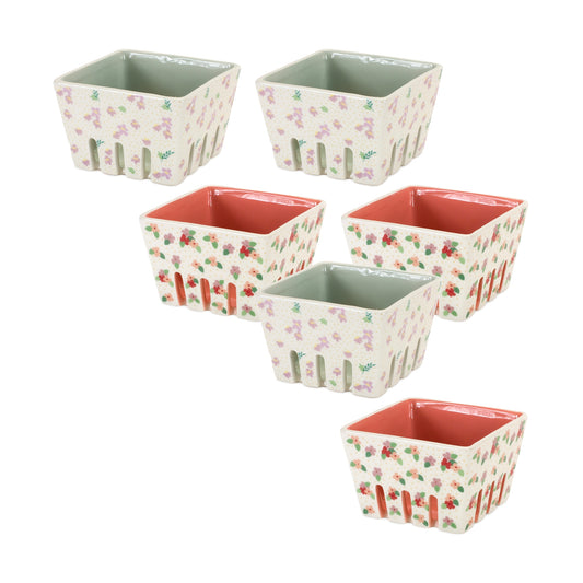 Berry Container (Set Of 6) 4.25"L x 3"H Ceramic