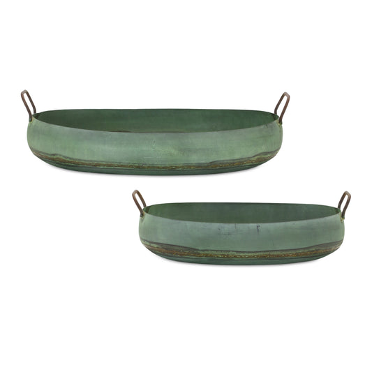 Tray (Set Of 2) 16.5"L x 12.5"W x 5"H, 20.5"L x 15.75"W x 5.5"H Metal