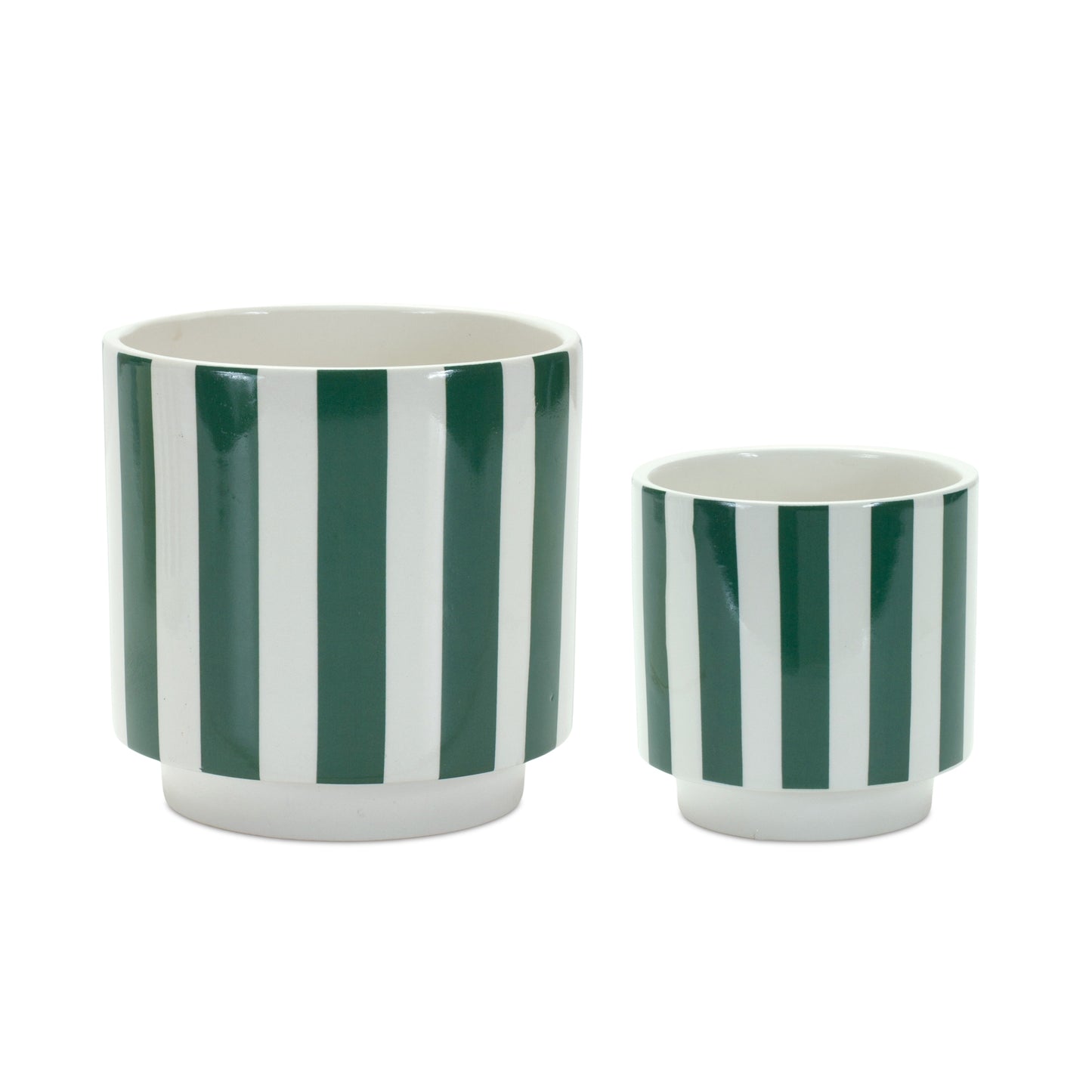 Pot (Set Of 2) 4"D x 4"H, 5.5"D x 5.75"H Dolomite, Green, White