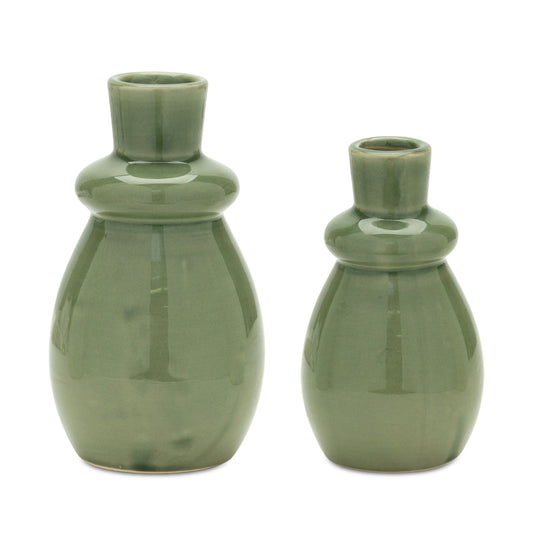 Vase (Set Of 2) 6.5"H, 8"H Terra Cotta