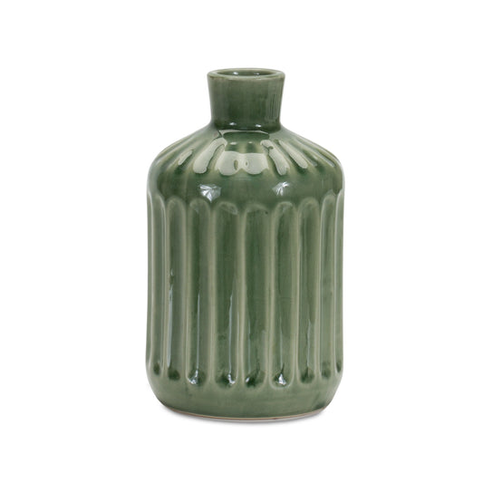Vase 7"H Terra Cotta, Green