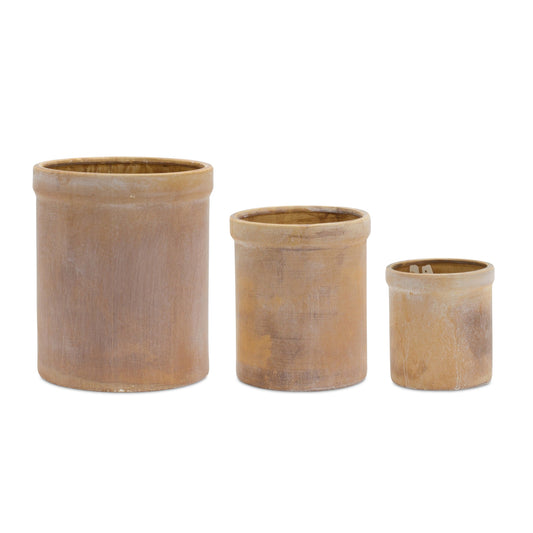 Crock (Set Of 3) 5"H, 7"H, 9"H Terra Cotta