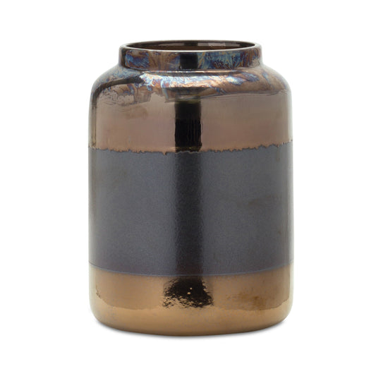 Vase 10"H Terra Cotta, Black, Blue