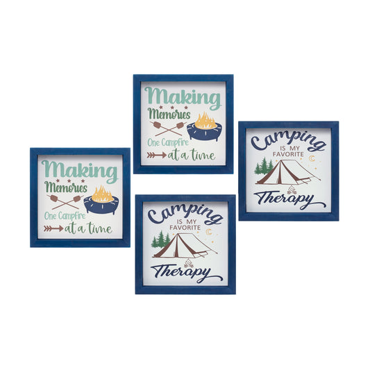 Camping Sign (Set Of 4) 10"Sq Mdf