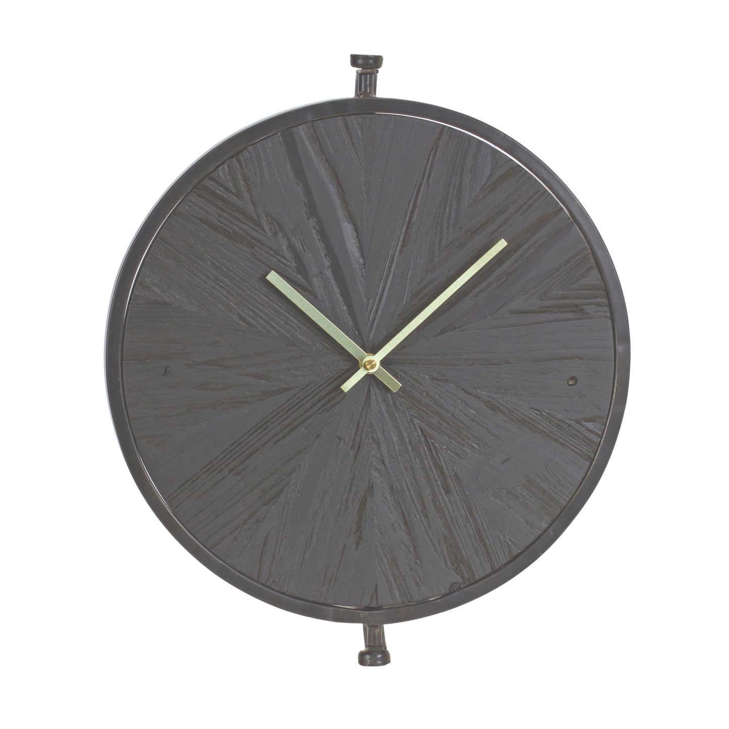 Wall Clock 16.25"D Wood/Iron 1 Aa Battery, Not Included