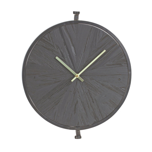 Wall Clock 16.25"D Wood/Iron 1 Aa Battery, Not Included