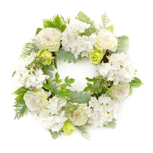 Peony And Hydrangea Wreath 21"D Polyester