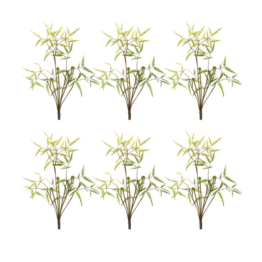 Mini Fern Bush (Set Of 6) 19"H Plastic