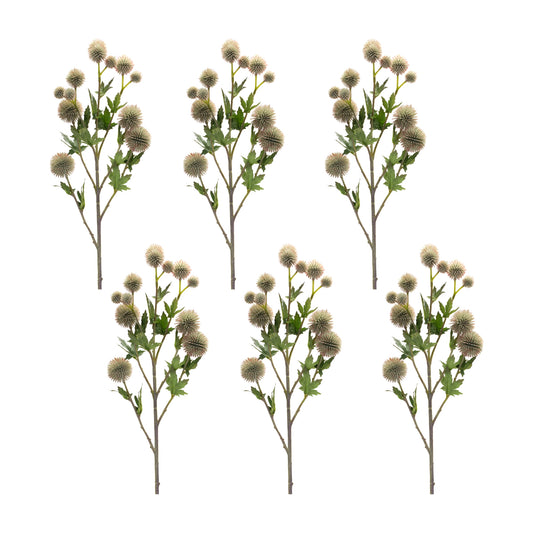 Allium Spray (Set Of 6) 26"H Plastic/Polyester, Green, Brown